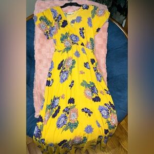 ILLA ILLA Yellow Dress with Purple Floral Design